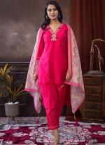 Roman Silk Pink Traditional Wear Hand Work Readymade Straight Suit